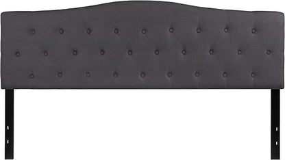 BizChair Tufted Upholstered King Size Headboard in Dark Gray Fabric