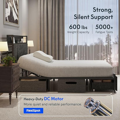 FLEXISPOT Queen Adjustable Bed + 12" Cooling Gel Memory Foam Mattress, Storage Headboard, Charging Station, LED Light, Drawers, Quiet DC Motor, Easy Assembly – Bonus 4-Piece Queen Sheet Set Included