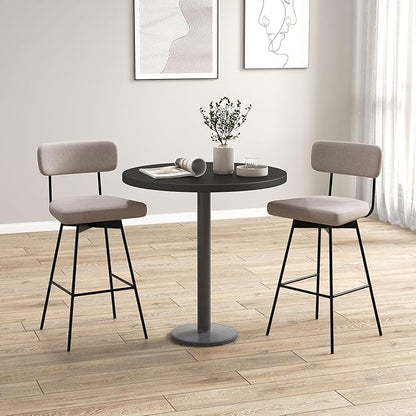 COSTWAY Bar Stools Set of 4, 29” Upholstered Bar Height Chairs with Back, 360° Swivel Bar Chairs with Heavy-Duty Metal Legs and Footrests, Fabric Seat for Kitchen Island, Dining Room, Bar (4, Beige)