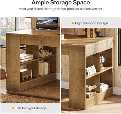 Tribesigns 71-Inch Executive Desk, Large Computer Office Desk with Storage Shelves, Modern Wood Writing Table Business Furniture Workstation for Home Office, Rustic Brown