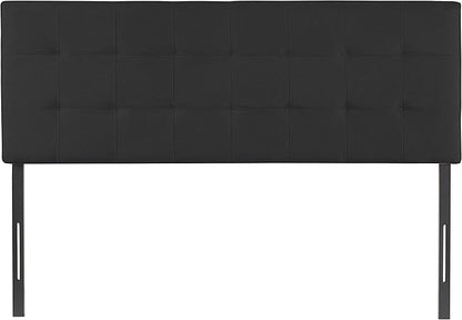 Naomi Home Jessenia Full Size Bed Headboard, Square Tufted, White Linen Fabric, Height Adjustable 42"-52", Metal Legs, Wall/Bed Mount