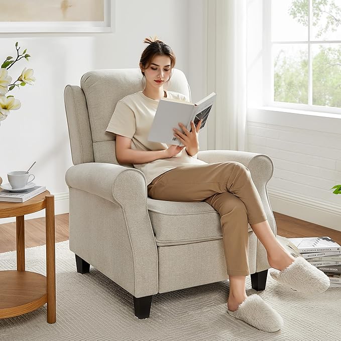 Recliner Chair for Living Room, Modern Reclining Sofa Home Theater Seating with Upholstered Push Back, Mid-Century Reclining Armchair with Lumbar Support, Bedroom, Reading Nook, Office, Set of 2