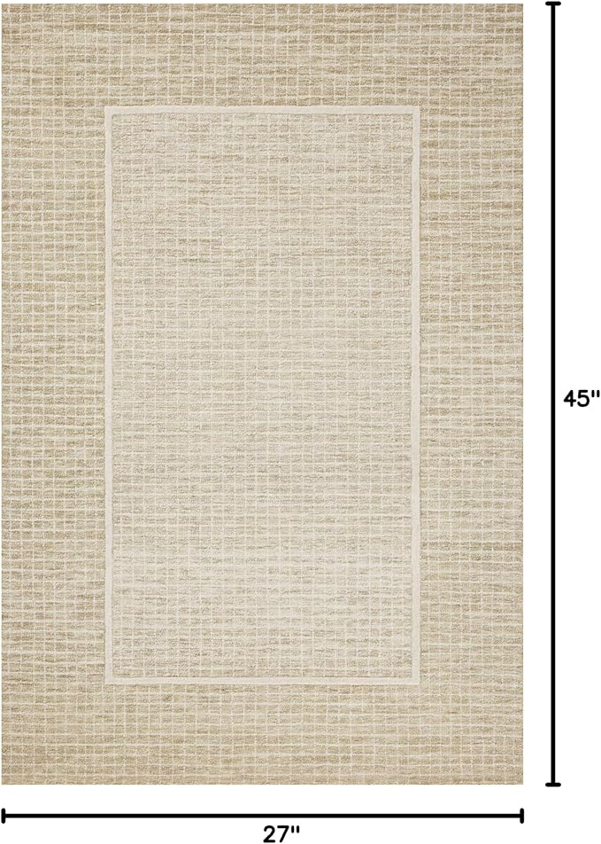 Loloi Chris Loves Julia Briggs Collection, Wheat & Ivory, 2'-3" x 3'-9" Accent Rug – Minimal Gritted Design Area Rugs for Living Room Bedroom Entryway & Hallway No Shed High Traffic Home Decor Rug