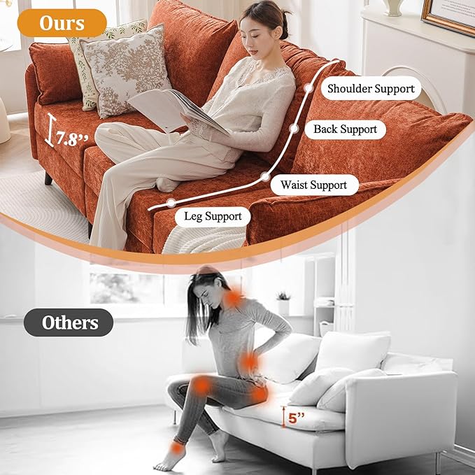 104'' Modular Sectional Sofa with All Seats Storage, Oversized L Shaped Couch for Living Room,3-Seater Comfy Cloud Couches with Movable Ottoman,Big Sectional for Bedroom,Velet,Orange