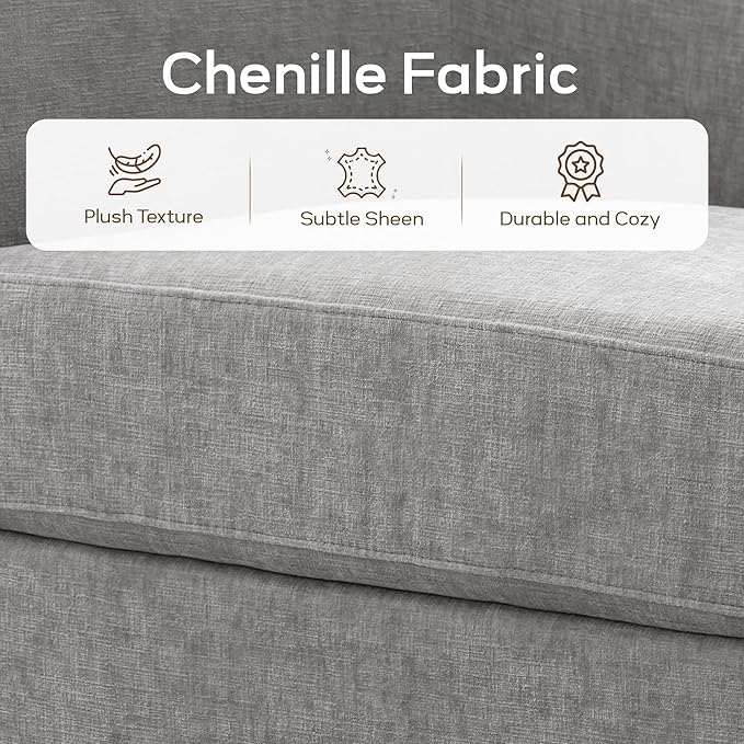Chenille Swivel Accent Chairs Set of 2, No Assembly Upholstered Armchair, 360°Rotating Barrel Chairs for Living Room, Bedroom, Apartment & Reading Nook (2, Light Grey)