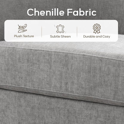 Chenille Swivel Accent Chairs Set of 2, No Assembly Upholstered Armchair, 360°Rotating Barrel Chairs for Living Room, Bedroom, Apartment & Reading Nook (2, Light Grey)