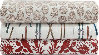 Eddie Bauer - Twin Sheets, Cotton Flannel Bedding Set, Brushed For Extra Softness, Cozy Home Decor (Little Creek Pine Cone Beige, Twin)