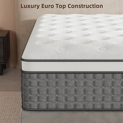 Mattress King Size, Medium Firm 14 Inch Mattresses with Extra Lumbar & Shoulder Support, Hybrid Mattress King with Gel Memory Foam Pain Relief - Fiberglass Free - No Odor - 365 Night Trial