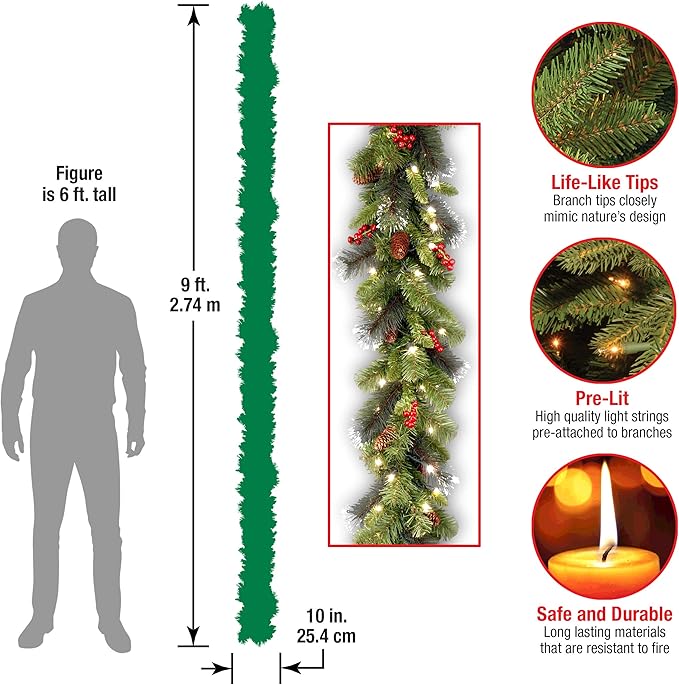 National Tree Company Artificial Christmas Tree and Garland Bundle with Lights (6.5 Feet)