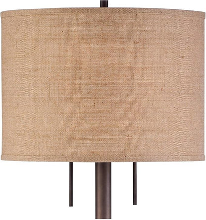 Possini Euro Design Garth Modern Industrial Standing Floor Lamp 63 1/2" Tall Oil Rubbed Bronze Brown Metal Burlap Fabric Drum Shade Decor for Living Room Reading House Bedroom Home Office House
