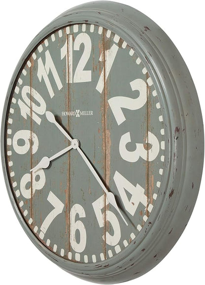Howard Miller Quade Oversized Wall Clock, Gray Finish Wood Design Off-White Arabic Numerals Quartz Movement, Analog Dial Alarm Clock Wall Mount Best for Home Decor, Office and Kitchen