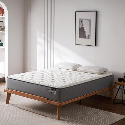 EPITEX Silverluxe Plus Hybrid Mattress King Size 10 Inch, Gel Memory Foam King Mattress in a Box, Individual Pocket Spring for Low Motion Transfer, Medium Firm Mattress, Gray