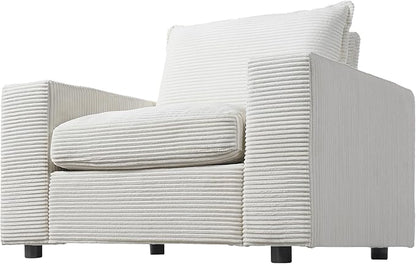 Christopher Knight Home Zoe Oversized Chaise Lounge Chair Indoor with Cup Holders & USB Charging Port, Corduroy Upholstered Sofa Bed + Ottoman with Storage, Comfy Deep Seat Sleeper Sofa Chair, Beige