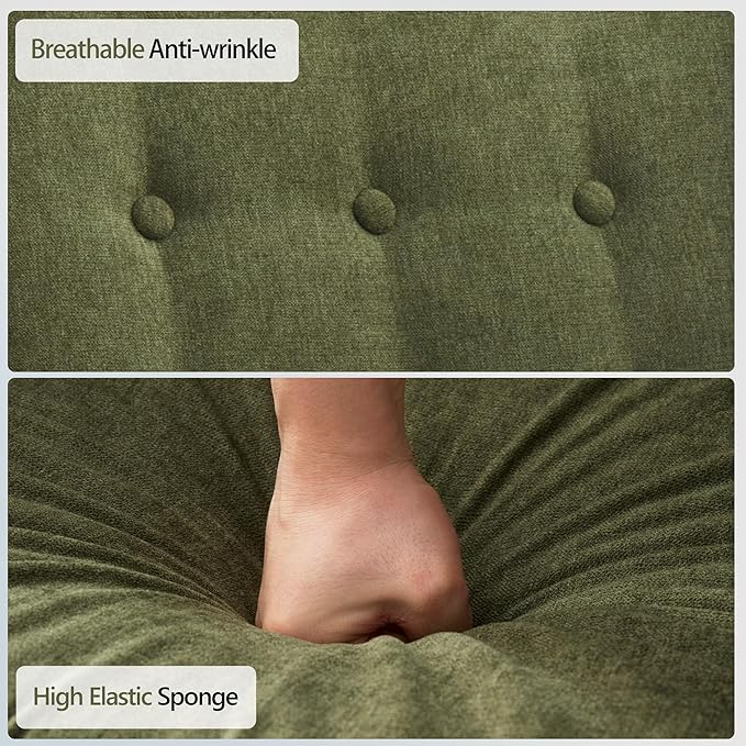 Accent Chairs for Living Room,Button-Tufted Upholstered Armchair with Wooden Legs,Comfy Mid Century Modern Chair for Bedroom Apartment Waiting Room Green