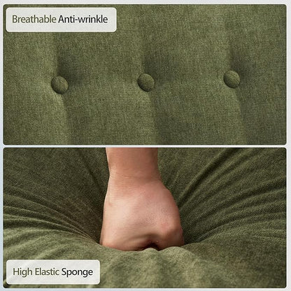 Accent Chairs for Living Room,Button-Tufted Upholstered Armchair with Wooden Legs,Comfy Mid Century Modern Chair for Bedroom Apartment Waiting Room Green