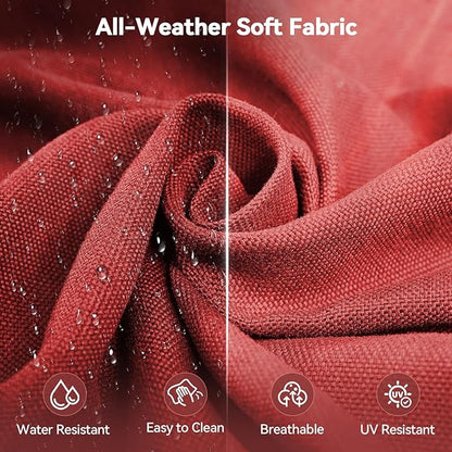 Luxury 6" Outdoor Cushions for Patio Furniture, 24x24x6" Thick Seat Cushion Set of 6, Fade Resistant Couch Chair Replacement Cushions High Density Deep Wicker Chair Cushion w/ Removable Cover, Red