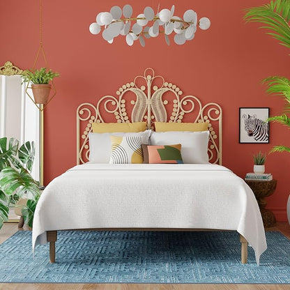 KOUBOO Peacock Rattan Headboard, California King, Natural Color