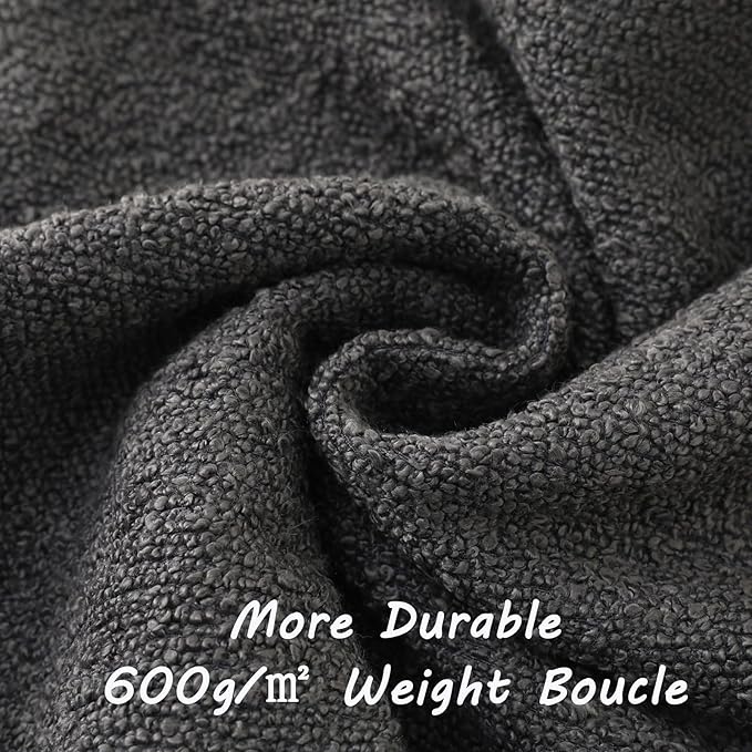 FUTEI Pack of 2 Dark Grey Decorative Throw Pillow Covers 16x16 Inch Soft Cozy Solid Boucle Textured Cushion Case,Modern Home Decor for Couch Bed Living Room