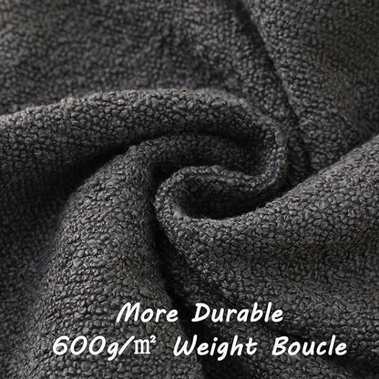FUTEI Pack of 2 Dark Grey Decorative Throw Pillow Covers 24x24 Inch Soft Cozy Solid Boucle Textured European Cushion Case,Modern Home Decor for Couch Bed Living Room