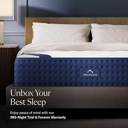 DreamCloud 12" Twin Mattress - Luxury Hybrid Gel Memory Foam - 365 Night Trial - Premium Pressure-Relieving Layers - Forever Warranty - Mattress in a Box - CertiPUR-US Certified
