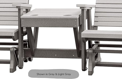 DutchCrafters Modern Horizontal Slat High Back Poly Double Glider Chairs with Center Table Outdoor Patio Furniture (Black & Aruba Blue)