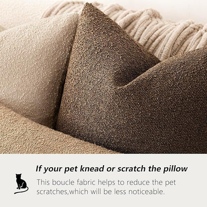Foindtower Pack of 2 Textured Boucle Throw Pillow Covers Accent Solid Pillow Cases Cozy Soft Decorative Couch Cushion Case for Chair Sofa Bedroom Living Room Home Decor 18x18 Inch Chocolate