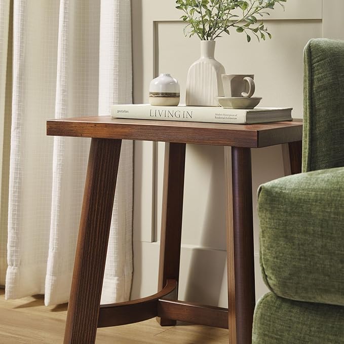 Walker Edison 2-Pack Colt Modern Farmhouse Solid Wood Square Side Tables, 18 Inch, Medium Brown