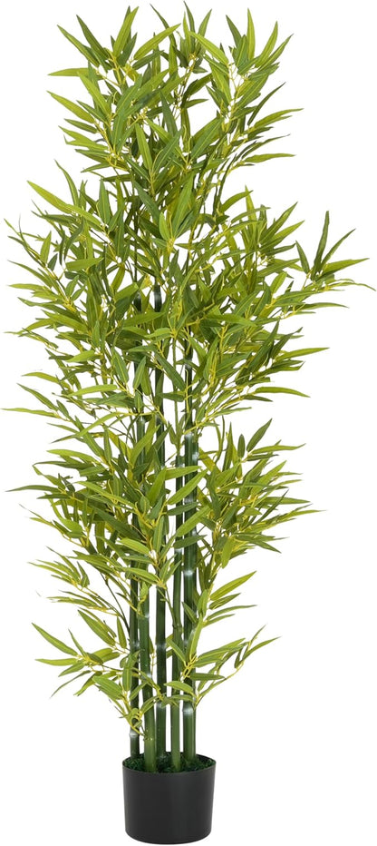 Christopher Knight Home Alene Set of 2 60.75''H Artificial Tree Indoor, Artificial Bamboo Tree with Nursery Pot, Faux Tree with Black Plastic Pot for Living Room, Artificial Plant for Home Decor,Green