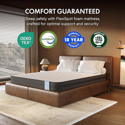 FLEXISPOT Queen Adjustable Bed + 12" Cooling Gel Memory Foam Mattress, Storage Headboard, Charging Station, LED Light, Drawers, Quiet DC Motor, Easy Assembly – Bonus 4-Piece Queen Sheet Set Included