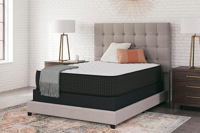 Signature Design by Ashley Limited Edition Firm 12 Inch Hybrid Mattress with Gel Memory Foam and Edge Support for Cool Sleep and Pressure Relief, California King, Fiberglass Free, Mattress In A Box