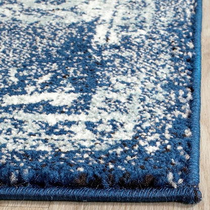 SAFAVIEH Evoke Collection Runner Rug - 2'2" x 7', Navy & Ivory, Distressed Design, Non-Shedding & Easy to Clean, Ideal for Foyer, Bedroom, Kitchen, Hallway (EVK256A)
