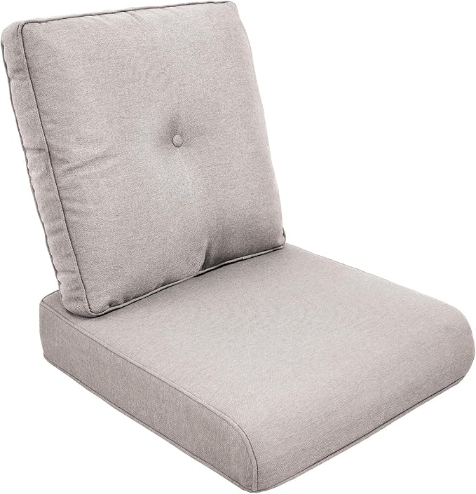 Outdoor Chair Cushions for Patio Furniture - 1 Pack Outside High Back Thick Water-Resistant Cushion 22x24 with Zipper Cover for Wicker Glider Rocking Chairs Loveseat Couch – Beige/Buckle