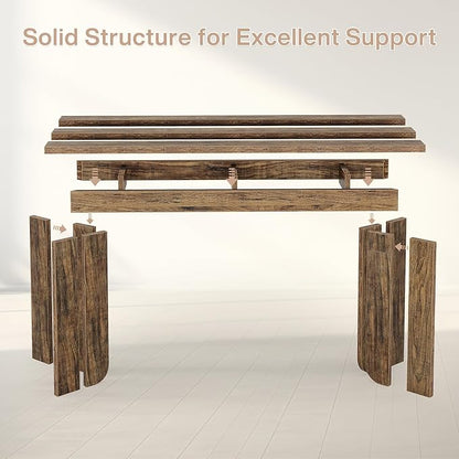 Tribesigns Farmhouse Console Table, 70.9-Inch Extra Long Console Table, Wood Sofa Table Behind Couch with Widened Tabletop & Sturdy Double Pedestal for Living Room, Hallway, Foyer (Rustic Brown)