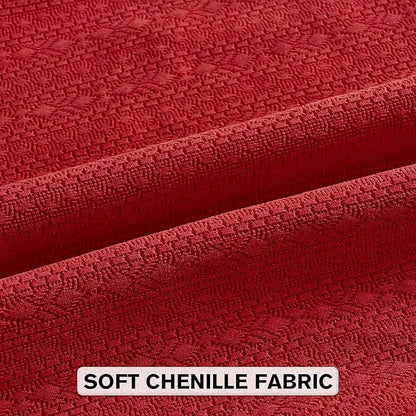 FUTEI Christmas Red Chenille Throw Pillow Covers 26x26 Inch Set of 2,Soft Striped & Diamond Textured Euro Pillow Shams,Modern Home Decor for Couch Living Room
