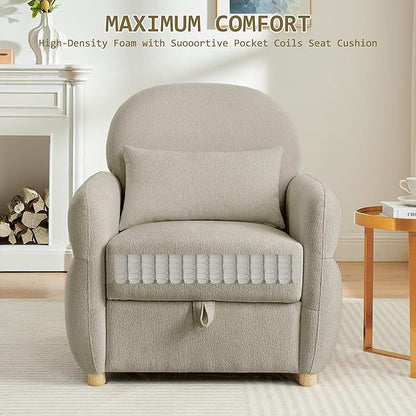 33.5" Accent Chair with Seat Storage Modern Reading Chair Accent Chairs for Living Room Armchair Bedroom,Apartment (Gray, 33.5")