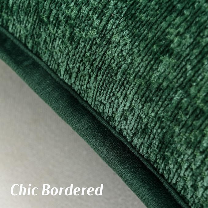 FUTEI Christmas Dark Green Chenille Throw Pillow Covers 22x22 Inch Set of 2,Soft Cozy Bound Edge Design Cushion Case,Home Decor for Couch Bed Living Room