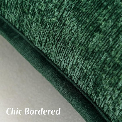 FUTEI Christmas Dark Green Chenille Throw Pillow Covers 16x16 Inch Set of 2,Soft Cozy Bound Edge Design Cushion Case,Home Decor for Couch Bed Living Room