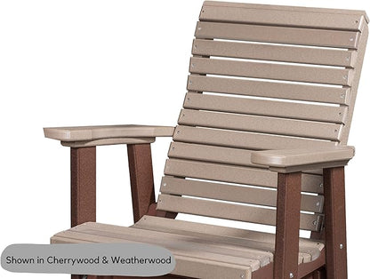 DutchCrafters Modern Horizontal Slat High Back Poly Glider Chair Outdoor Patio Furniture (Black & Weatherwood)