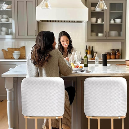 Sophia & William Bar Stools Set of 4, Counter Height Creamy White & Gold Bar Stools with Back, 24 Inch