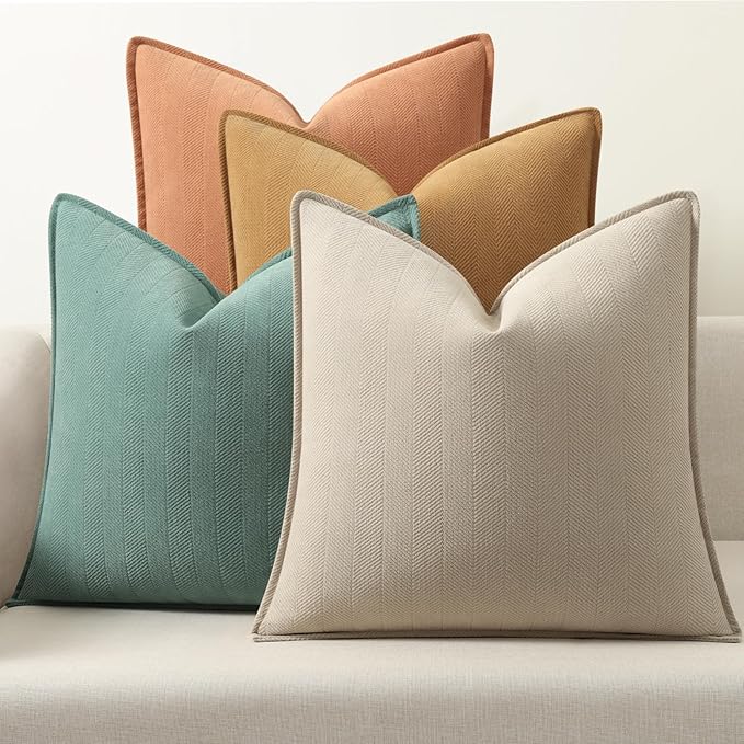 ZWJD Throw Pillow Covers 20x20 Set of 4 Chenille Pillow Covers with Elegant Design Soft and Luxurious Decorative Throw Pillows for Couch, Bed, and Home Decor