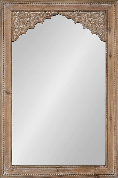 Kate and Laurel Shivani Boho Wall Mirror, 24 x 36, Rustic Brown, Farmhouse Wall Decor with Ornate Detailing