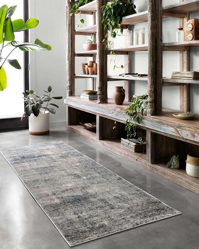 Loloi Teagan Collection TEA-05 Denim/Slate 5'-3" x 7'-6" Area Rug, Large, Soft Neutral Rug, High-Traffic for Living Room, Bedroom, Home Office, Dining Area