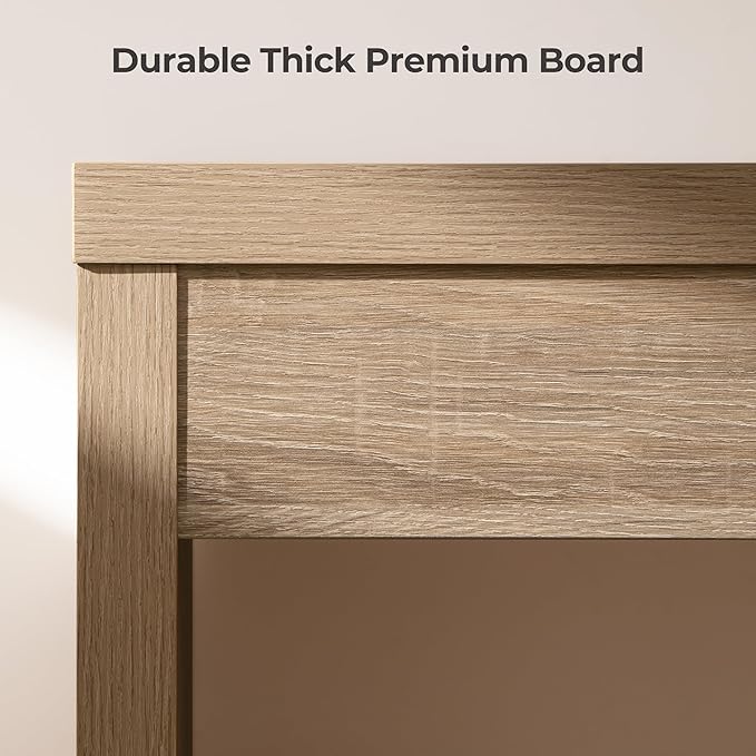 SICOTAS Home Office Executive Desk - 47-Inch Computer Desk with Drawer, Farmhouse Writing Study Desk with Storage,Boho Makeup Vanity Table for Bedroom (Reclaimed Light Oak, 2 Pieces)