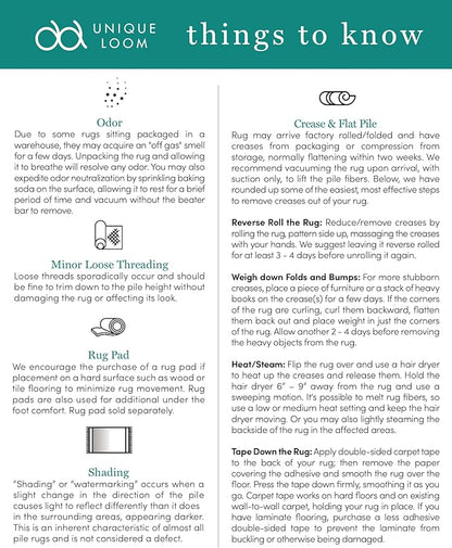 Unique Loom Trellis Frieze Collection Area Rug - Geometric (3' Round, Blue Multi/ Ivory)