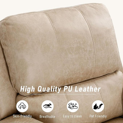 Electric Recliner Chair, Soft PU Leather Power Recliners with Padded Backrest, Single Overstuffed Heavy Duty Reclining Sofa for Living Room Bedroom
