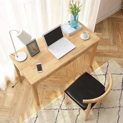 Solid Wood Desk with Drawers, Small Computer Desk for Small Spaces, Gaming Study Home Office Desks for Work, Student PC Desk for Bedroom, Escritorios para Cuartos (Wood Color, 47inch)