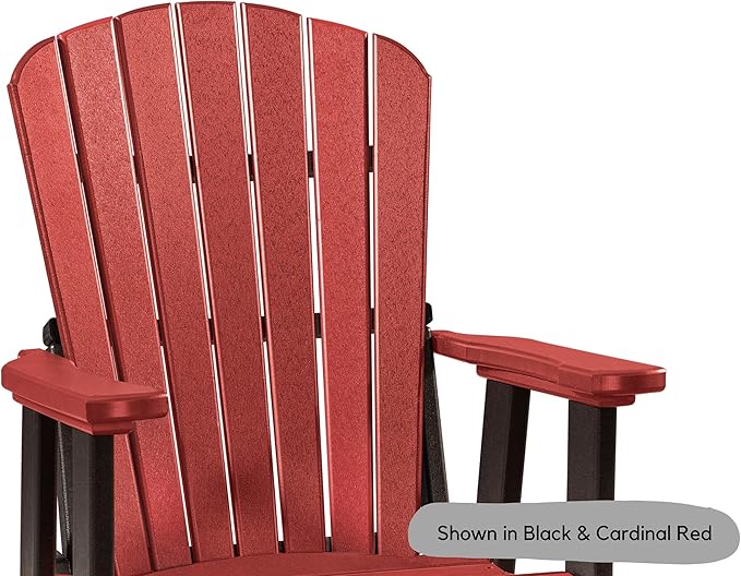 DutchCrafters Slat Fan Back Poly Adirondack Swivel Glider Outdoor Patio Chair (White & Light Gray)