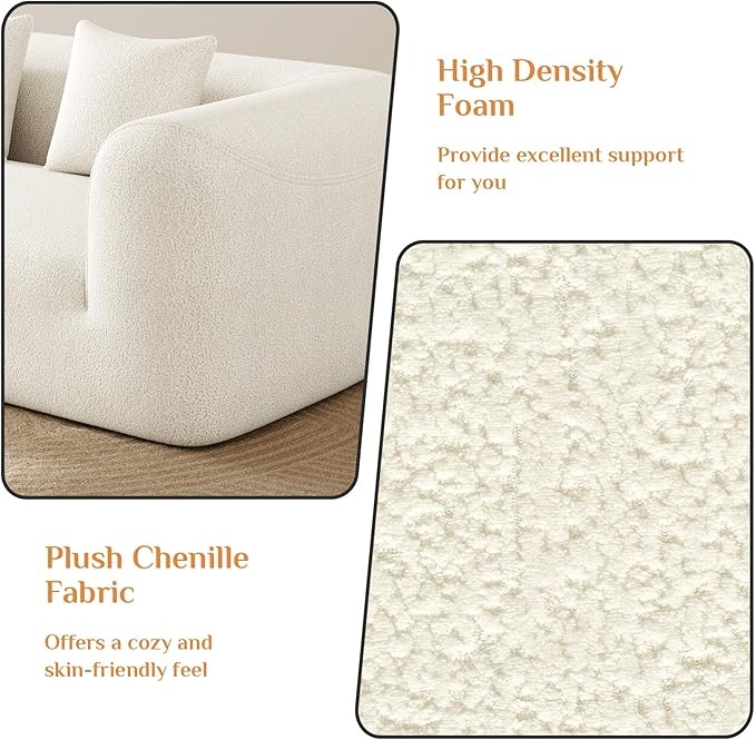 120'' Oversized Sectional Couches for Living Room Boneless Modular Sectional Sofa Plush Chenille Cloud Modular Couch Modern Sectionals with Deep Seat, No Assembly Required, 4 Seater, Beige