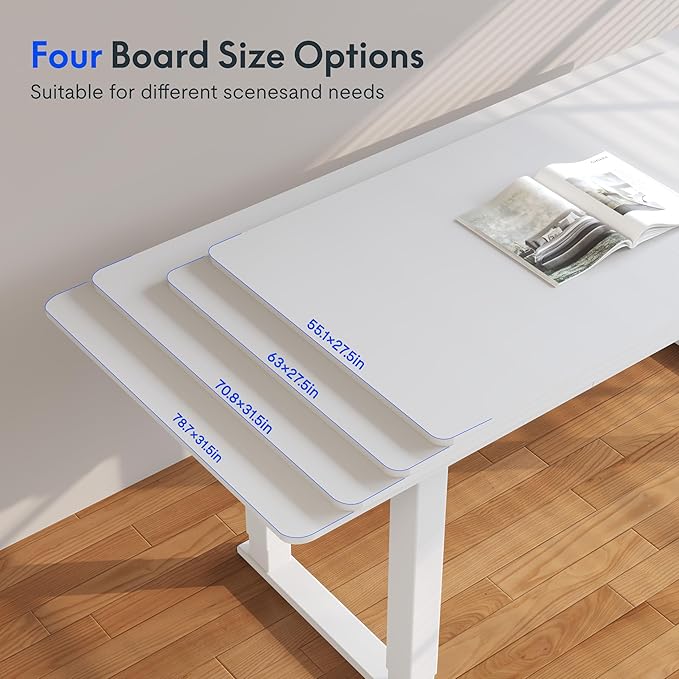 FLEXISPOT 4 Legs Standing Desk 71 x 32 Inch Adjustable Height Desk with Splice Board Home Office Sit Stand Up Desk, White Top + White Frame