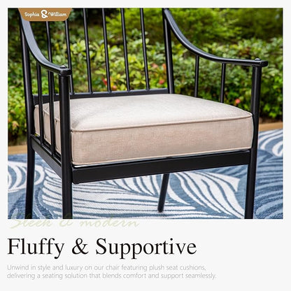Sophia & William Swivel Patio Chairs Set of 6, Metal Rocker Patio Outdoor Dining Chairs Set with Seat Cushions, Wrought Iron Patio Bistro Furniture Chairs with Armrest for Garden, Yard, 6 Pack